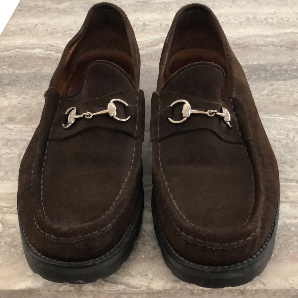 Gucci Brown Suede Loafers Size 14.5